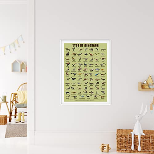 JINNAZY Dinosaur Poster with Names Dino type Learning Poster Kids Nursery Room preschool Dinosaur Poster Unframed 12x18 inch