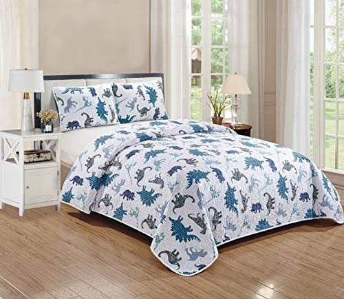 Dino Quilt Bedspread Set for Kids/Teens