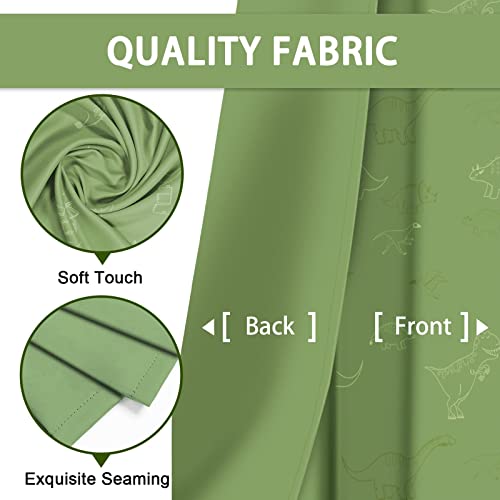 Green Dinosaur Blackout Curtains with Glow-in-the-Dark Animals