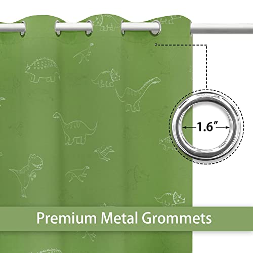 Green Dinosaur Blackout Curtains with Glow-in-the-Dark Animals
