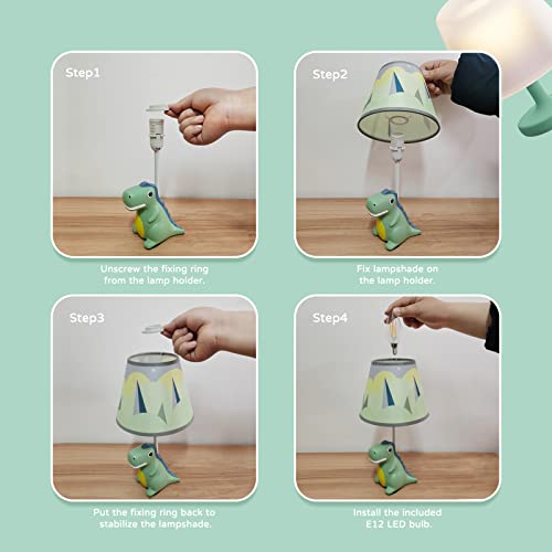 Green Dinosaur Bedside Table Lamp for Kids
