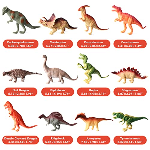 Realistic 12-Pack Dinosaur Figure Toys for Kids