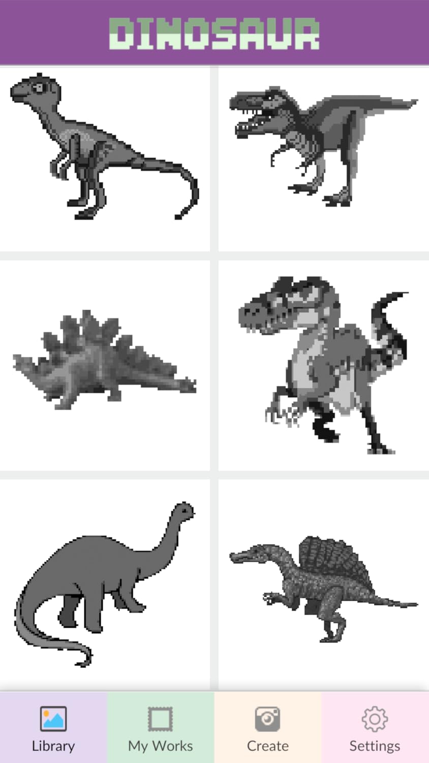 Dinosaur Color By Number, Pixel Art Dinosaur