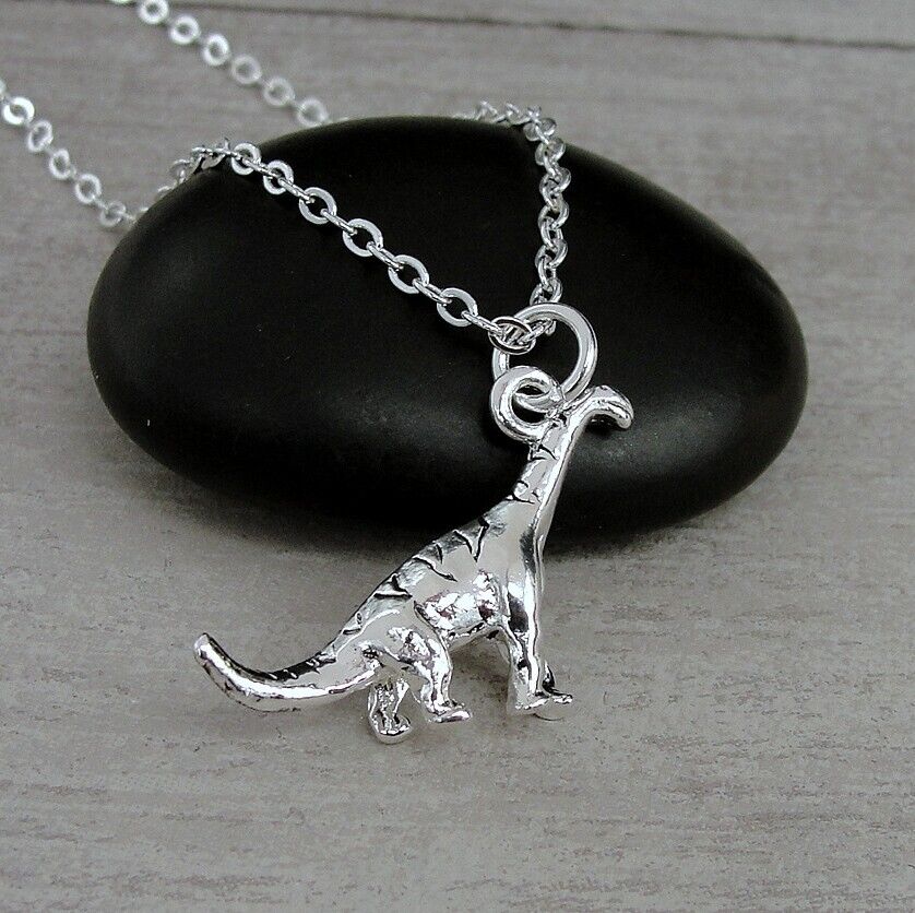 Silver Dinosaur Charm Necklace - Brontosaurus & Brachiosaurus