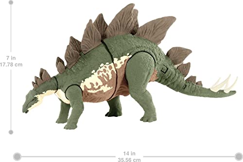 Jurassic World Toys Camp Cretaceous Mega Destroyers Stegosaurus Dinosaur Action Figure, Toy Gift with Movable Joints, Attack and Breakout Feature