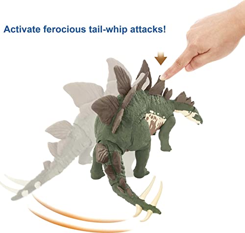 Jurassic World Toys Camp Cretaceous Mega Destroyers Stegosaurus Dinosaur Action Figure, Toy Gift with Movable Joints, Attack and Breakout Feature