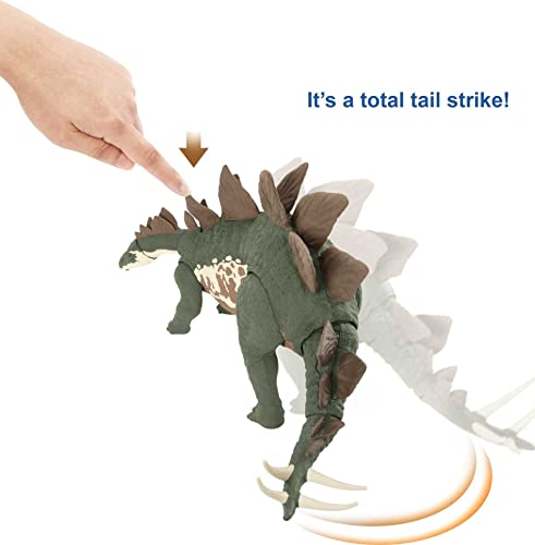 Jurassic World Toys Camp Cretaceous Mega Destroyers Stegosaurus Dinosaur Action Figure, Toy Gift with Movable Joints, Attack and Breakout Feature