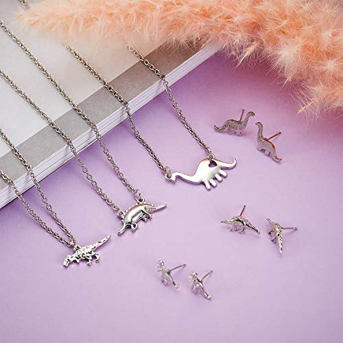 Dinosaur Jewelry Set: Necklace & Earrings - 6 pieces