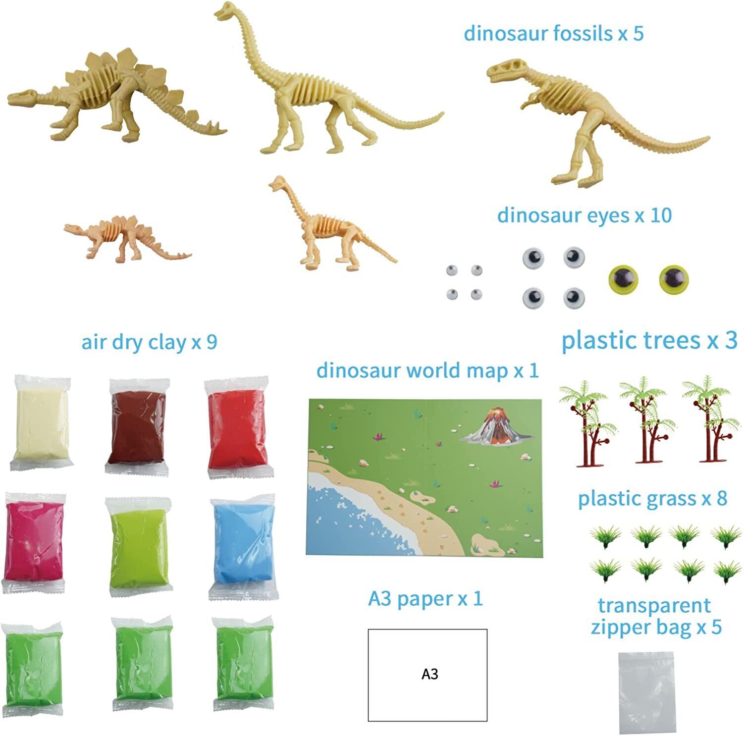 Air Dry Clay for Kids Modeling Clay Dinosaur Kit for Kids Boys Build Dinos Craft