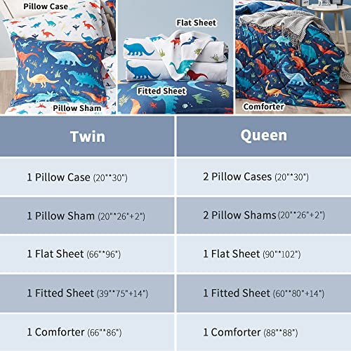 Dinosaur Twin Bedding Set for Boys, 5-Piece