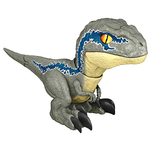 Jurassic World Toys Dominion Uncaged Rowdy Roars Velociraptor Beta Dinosaur Action Figure, Toy Gift with Interactive Motion and Sound Touch Response