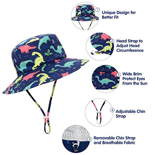 Navy Dinosaur Toddler Sun Hat