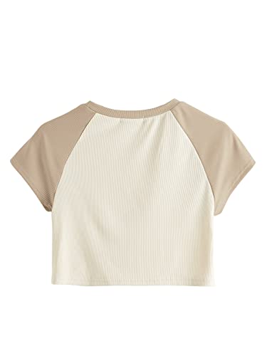 Dino Crop Tee for Women - Beige/Khaki
