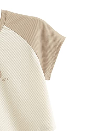 Dino Crop Tee for Women - Beige/Khaki