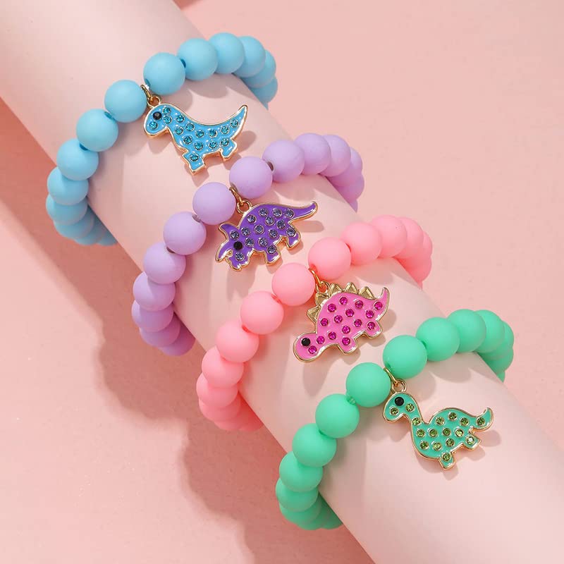 Colorful Dinosaur Charm Bracelet Set for Women