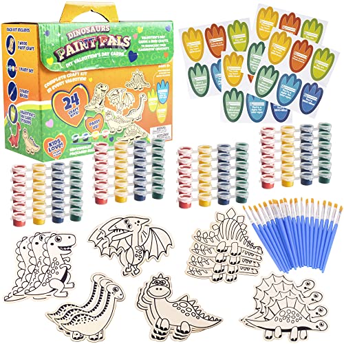 24-Pack Dinosaur Wood Painting Party Kit
