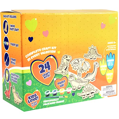 24-Pack Dinosaur Wood Painting Party Kit