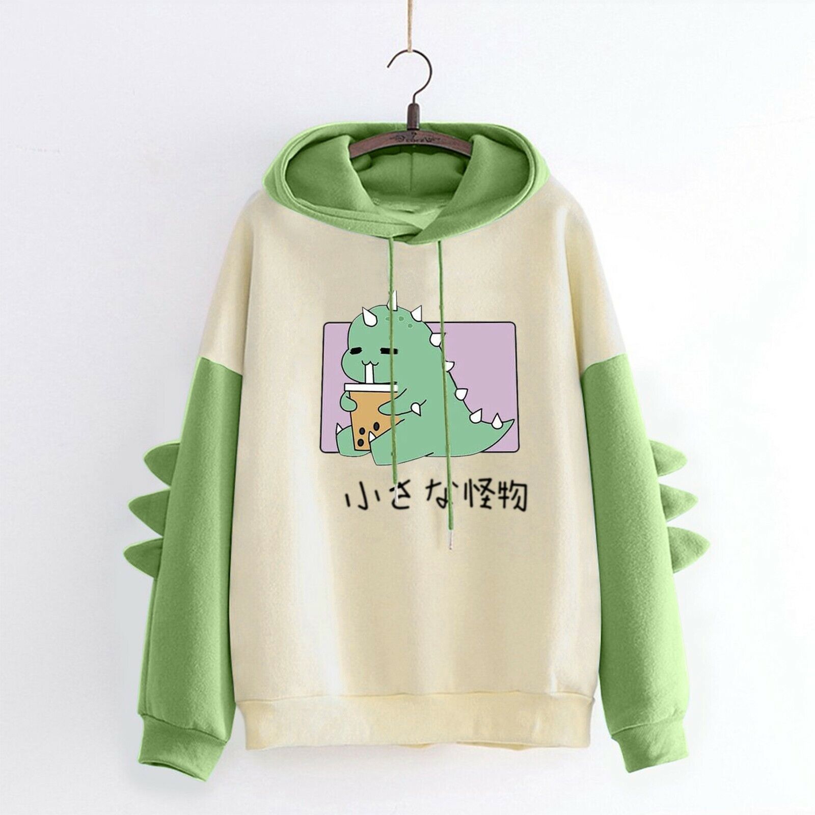 Women Girl Dinosaur Hoodie Sweatshirt Pullover Top Japanese Mori Harajuku Cute