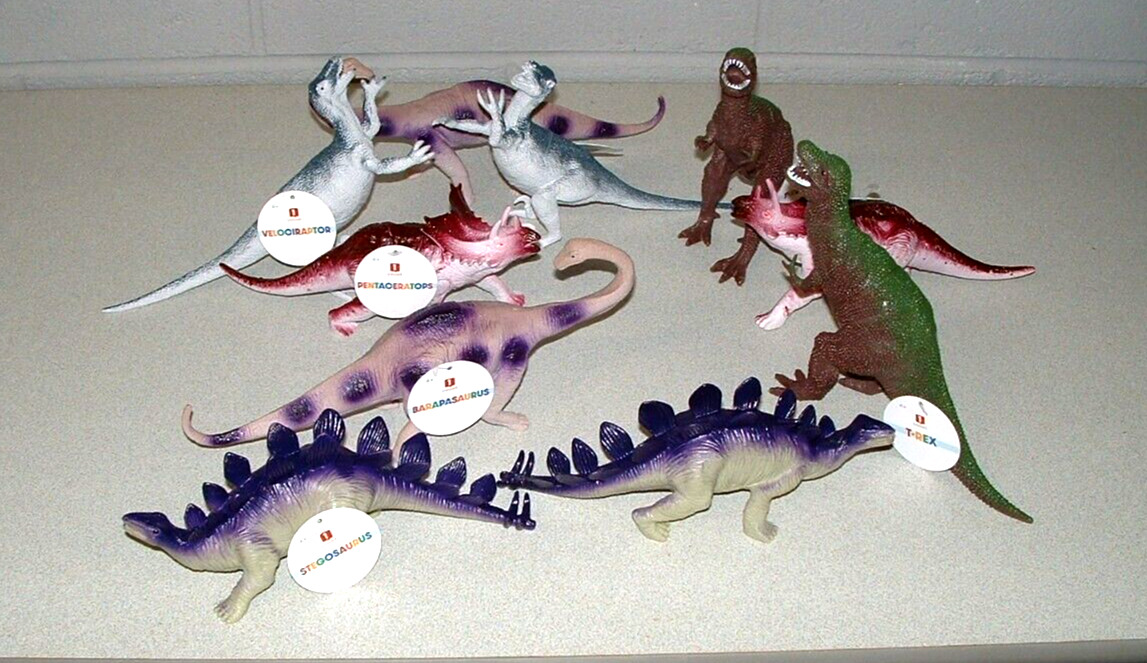 10 Large Plastic Dinosaur Figure Toys, 7-10