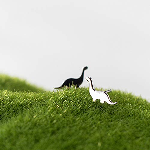 Tiny Dinosaur Stud Earrings S925 Sterling Silver Minimalist Mini Animal Statement Earring Studs Cartilage Tragus Piercing Jewelry Gifts for Women Little Girls Sensitive Ears (Silver)