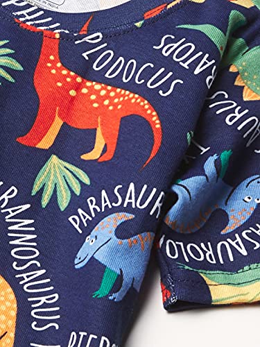 The Children's Place Baby Boy's and Toddler Short Sleeve Top and Pants Snug Fit 100% Cotton 2 Piece Pajama Set, Dino Allover, 3-6 Months