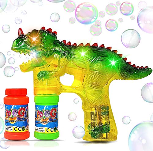 Light-Up Dinosaur Bubble Gun Toy - Sound-Free!