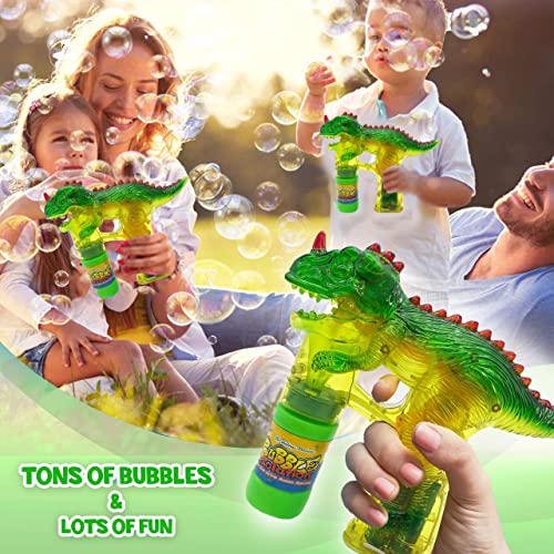 Light-Up Dinosaur Bubble Gun Toy - Sound-Free!