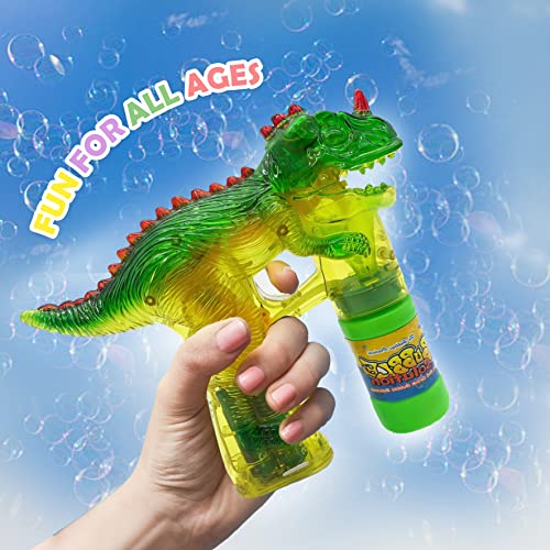 Light-Up Dinosaur Bubble Gun Toy - Sound-Free!