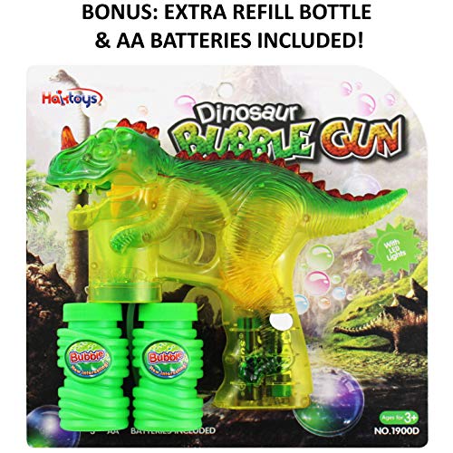 Light-Up Dinosaur Bubble Gun Toy - Sound-Free!