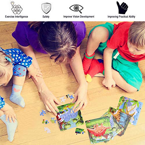 Max Fun 4 Pack 20Pcs Toddler Puzzles for Kids Ages 3-5 Dinosaur Puzzle Preschool Educational Learning Puzzles Toys Set for Boys and Girls