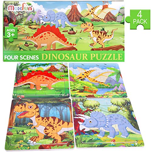 Max Fun 4 Pack 20Pcs Toddler Puzzles for Kids Ages 3-5 Dinosaur Puzzle Preschool Educational Learning Puzzles Toys Set for Boys and Girls
