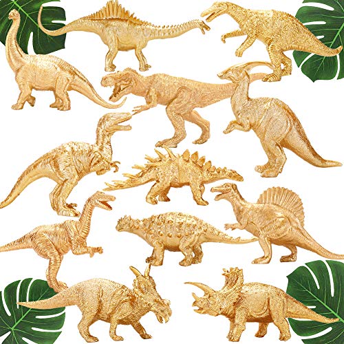 12 Jumbo Gold Dinosaur Figurines for Kids Parties