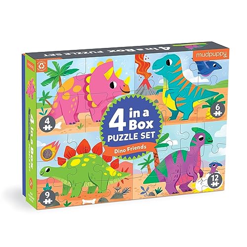Dino Friends 4-Puzzle Set with Progression (Kids 2+)