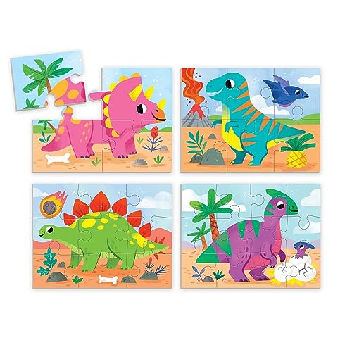 Dino Friends 4-Puzzle Set with Progression (Kids 2+)