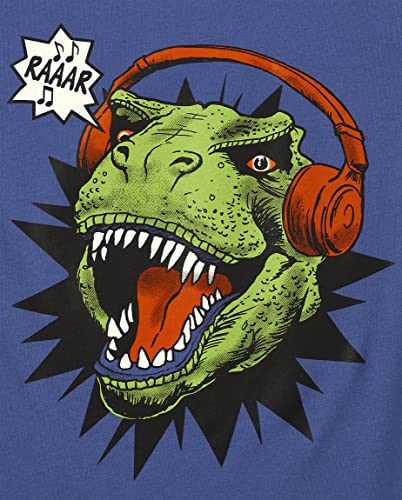 The Children's Place Boys Short Sleeve Graphic T-Shirt, Headphone Dino, XLarge