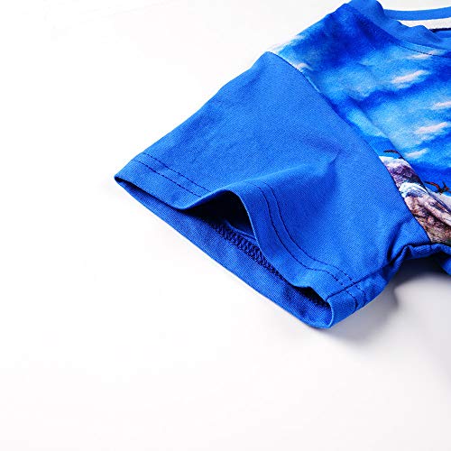 Dino-themed Boys T-Shirt Blue Jurassic Pattern Youth