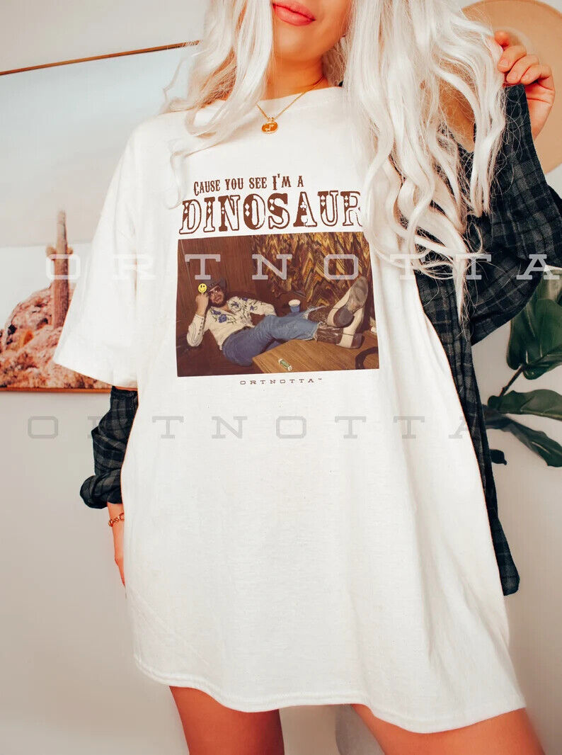 Dinosaur Hank Williams Jr. Bocephus Western Southern Retro Boho Hippie Shirt