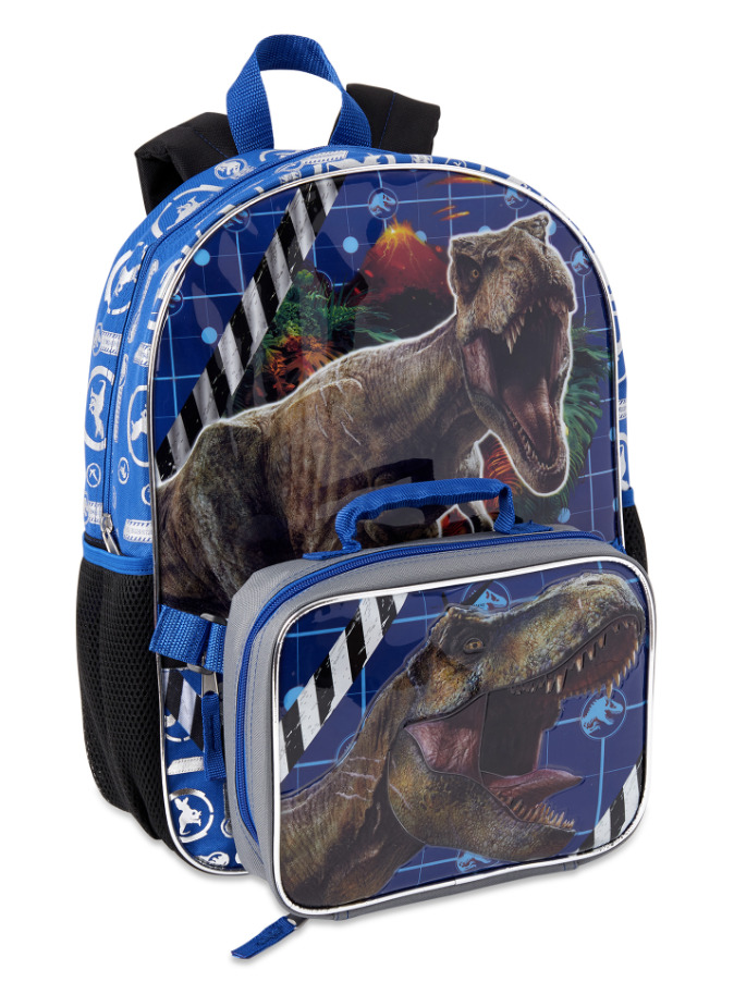 Jurassic World Boys Backpack With Lunch Bag 16" Book Bag School Supplies (2021)