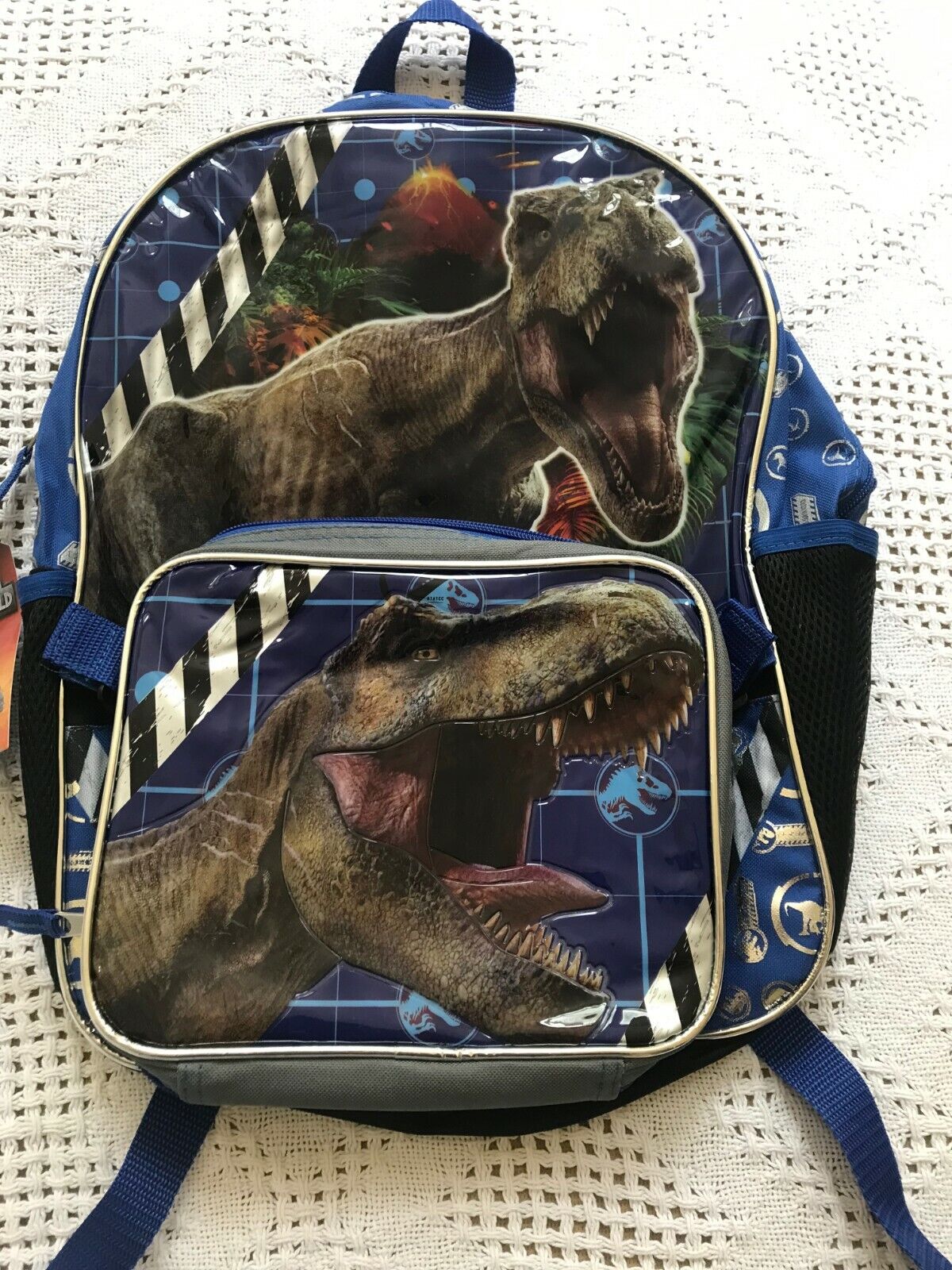 Jurassic World Boys Backpack With Lunch Bag 16" Book Bag School Supplies (2021)
