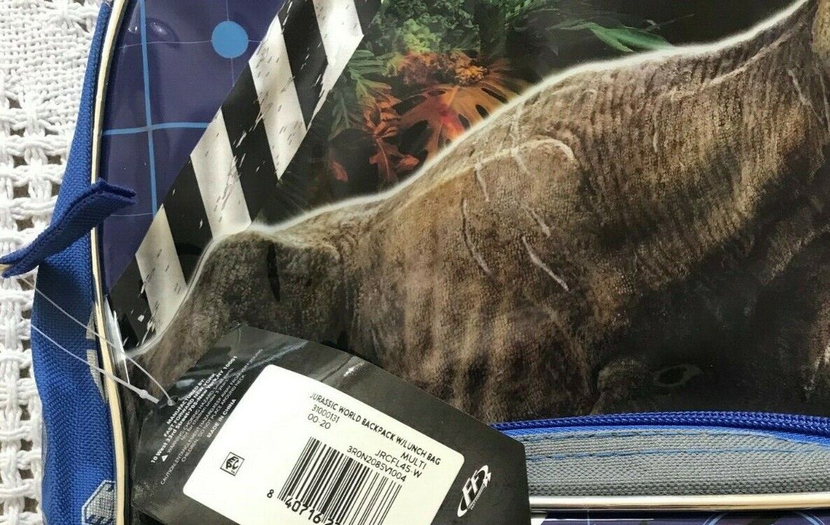 Jurassic World Boys Backpack With Lunch Bag 16" Book Bag School Supplies (2021)