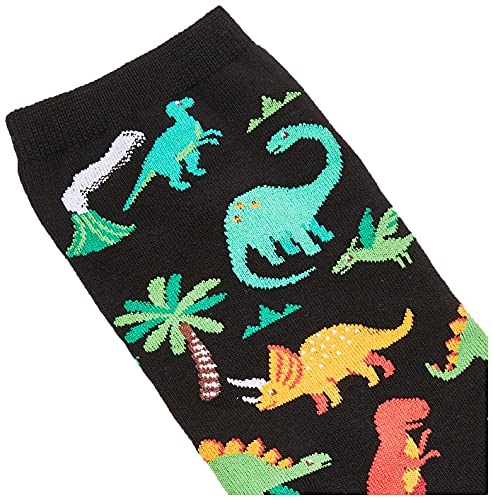 Hot Sox Women's Animal Series Novelty Fashion Casual Crew Socks, Dinosaurs (Black), Shoe Size: 4-10 (Sock Size 9-11)