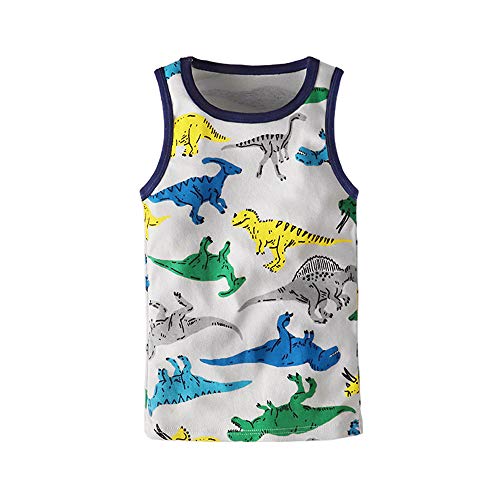 HUAER& Toddler Boys' 2-3 Pack Tank Tops (Dinosaur, 2T)