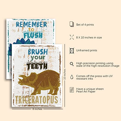 Dinosaur Wall Art Prints Set of 4