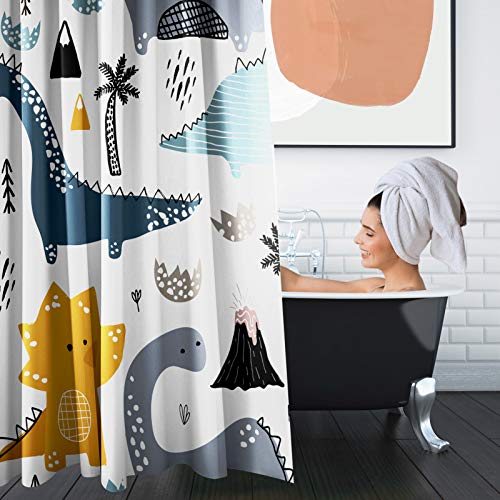 Dino-themed Bathroom Decor Set: Shower Curtains + Rugs