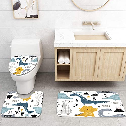 Dino-themed Bathroom Decor Set: Shower Curtains + Rugs