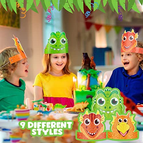 Gersoniel 24 Pcs Dinosaur Birthday Party Hats for Kids Dinosaur Party Favors Dinosaur Headbands Dinosaur Paper Party Crown for Boys Girls, Dinosaur Theme Decoration Dinosaur Party Favors