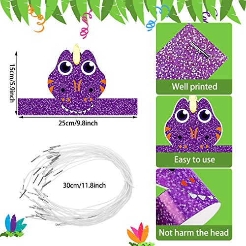 Gersoniel 24 Pcs Dinosaur Birthday Party Hats for Kids Dinosaur Party Favors Dinosaur Headbands Dinosaur Paper Party Crown for Boys Girls, Dinosaur Theme Decoration Dinosaur Party Favors
