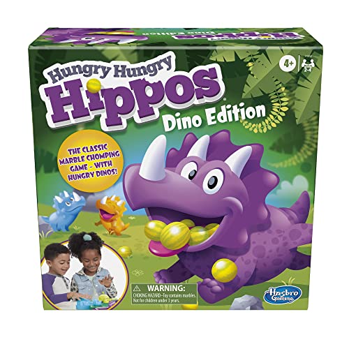 Hungry Hungry Hippos Dino Edition Board Game, Pre-School Game for Ages 4 and Up; For 2 to 4 Players (Amazon Exclusive)