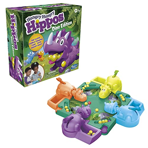 Hungry Hungry Hippos Dino Edition Board Game, Pre-School Game for Ages 4 and Up; For 2 to 4 Players (Amazon Exclusive)
