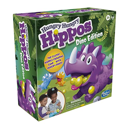 Hungry Hungry Hippos Dino Edition Board Game, Pre-School Game for Ages 4 and Up; For 2 to 4 Players (Amazon Exclusive)